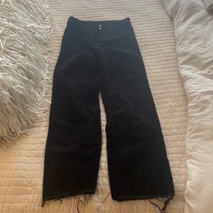 Black corduroy jeans cropped straight leg